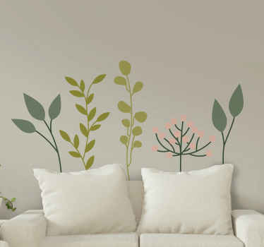 Leaf neutral colours plant wall decal - TenStickers