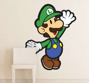 A kids wall sticker of the Mario's brother, Luigi! A Nintendo decal from the famous retro game, Super Mario Bros.