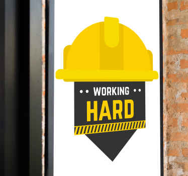 Working hard hat window decal - TenStickers