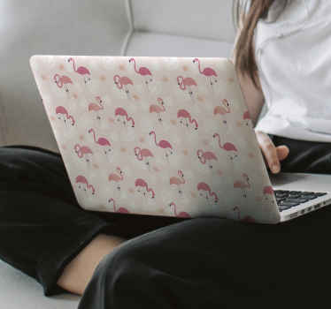 Hand drawn flamingo pattern laptop skins - TenStickers