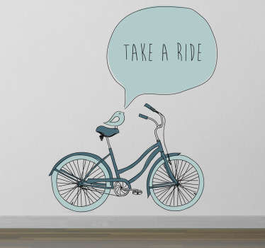 Sticker dessin vélo take a ride - TenStickers