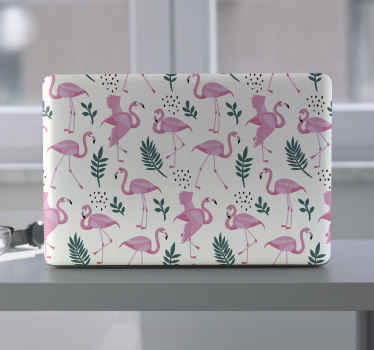 Flamingo pattern with leaves laptop skins - TenStickers