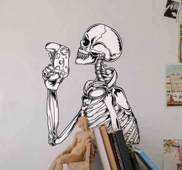 Raamstickers Tattoo ontwerp skeleton gamer - TenStickers