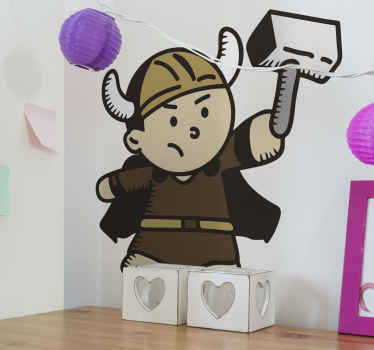 망치 캐릭터 데칼을 들고 바이킹 만화 - TenStickers