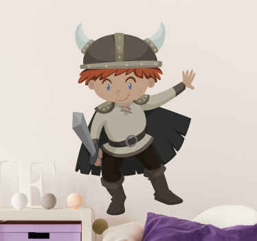 Autocolant personaj de desene animate copil viking - TenStickers