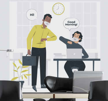 Locatie sticker office ochtendgroeten - TenStickers