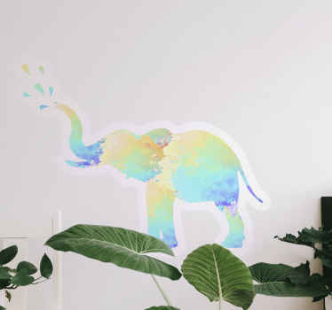 Art Stickers Deco Splash couleur éléphant pluie - TenStickers