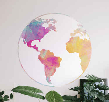 Autocolantes decorativos de arte Respingo colorido mapa-múndi col - TenStickers
