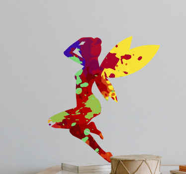 Stänk färg färgglada älva vägg konst klistermärke - Tenstickers