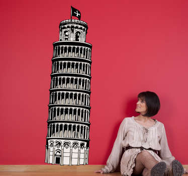 Adesivo muro torre di Pisa - TenStickers
