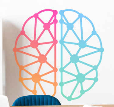 Flerfarget hjerne kontor klistremerke - Tenstickers