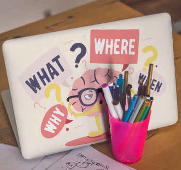 Vinilo para portátiles Cerebro con gafas - TenVinilo