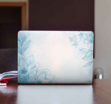 Laptop Aufkleber Blaue pulverpastellblume - TenStickers