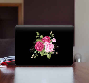 Roses on black background laptop sticker - TenStickers