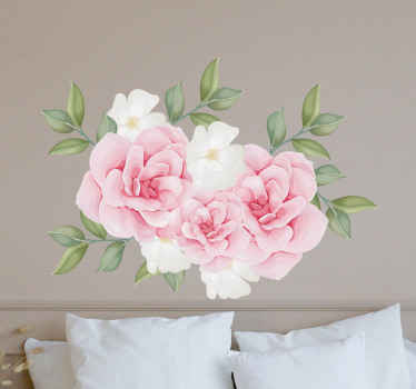 Elegant flowers in pink flower wall decal - TenStickers