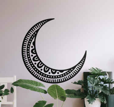 Crescent moon mandala style wall decal - TenStickers