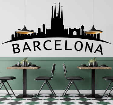 Samolepka barcelona monocolor skyline - Tenstickers