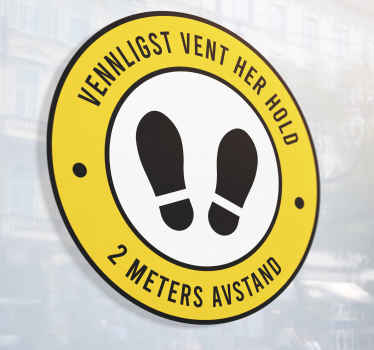 Vennligst vent her gule vindusdekaler - Tenstickers