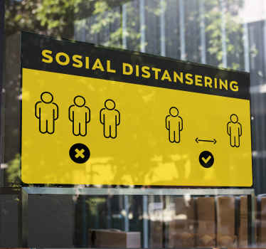 Sticker for covid sosial distansering av vindu - Tenstickers