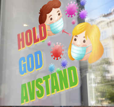 Covid holder god avstand tekstvindu sticker - Tenstickers
