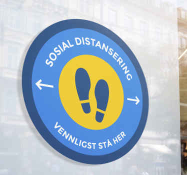 Covid sosial avstand stå her vindu klistremerke - Tenstickers