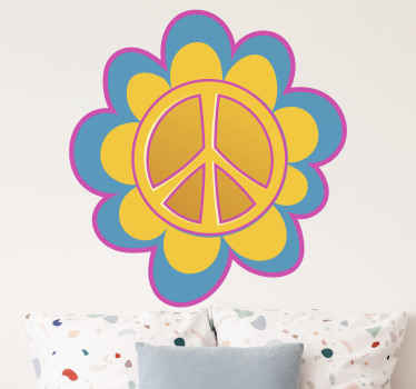 Flower peace sign flower wall sticker - TenStickers