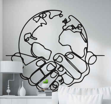 Minimalist Earth world map wall sticker - TenStickers