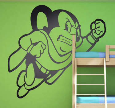 Adhesivo de un famoso roedor volador que nunca olvidaba supervitaminizarse.