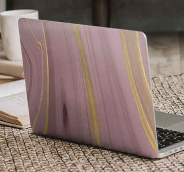 Laptop Aufkleber Lila marmor und gold - TenStickers