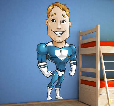 Blue Superhero Kids Sticker - TenStickers