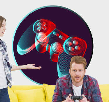 Vinilo videojuego mandos de neón - TenVinilo