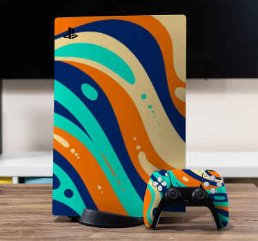 Wavy colored groovy background PS5 stickers - TenStickers
