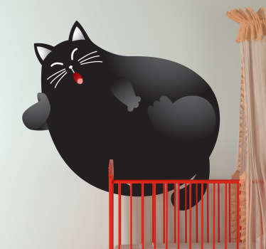 Kids Black Cat Relaxing Wall Sticker - TenStickers
