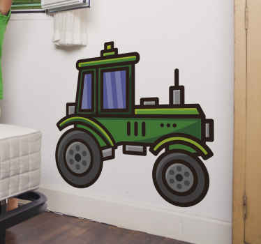 Green big tractor  children bedroom wall sticker - TenStickers