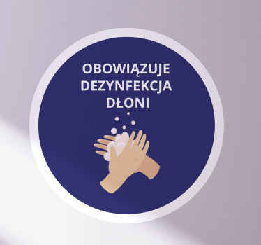 Naklejka na ścianę polskie napisy Dezynfekcja rąk obowiązkowa - TenStickers