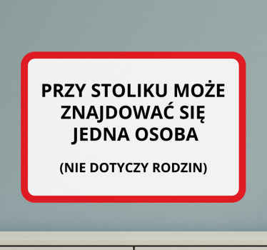 Naklejka na ścianę polskie napisy Jedna osoba przy stole - TenStickers