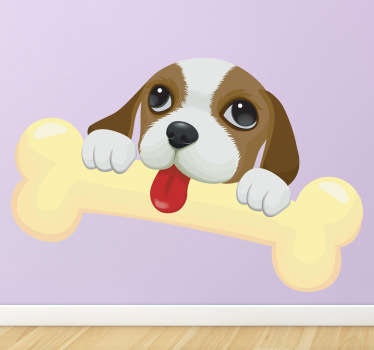 Kids Super Bone Puppy Wall Sticker - TenStickers