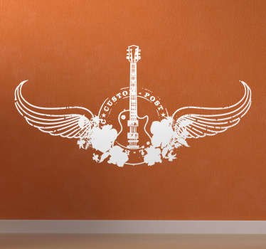 Electric Guitar Wings Wall Sticker - TenStickers