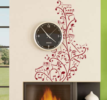 Vinilo decorativo notas musicales floral - TenVinilo