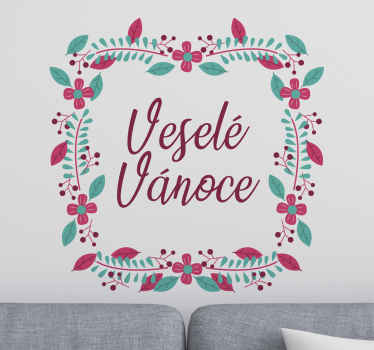 Květinový český veselý vánoční obtisk - TenStickers