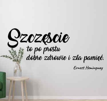 Naklejka ścienna cytat Szczęście - TenStickers