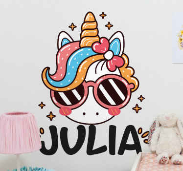 Cute unicorn with rainbow name Sticker - TenStickers