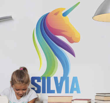 Artistic unicorn with name  Personalised Sticker - TenStickers