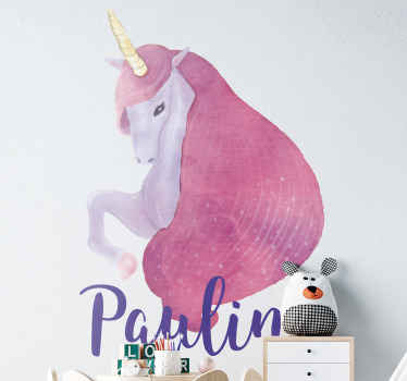 Stickers maken Aquarel eenhoorn met naam - TenStickers