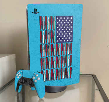 Blue bullet American flag PS5 stickers - TenStickers