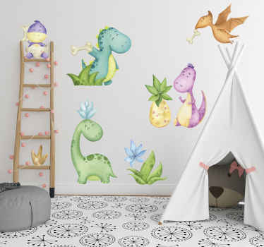 Nordic dinosaur drawn dinosaur  vinyl sticker - TenStickers