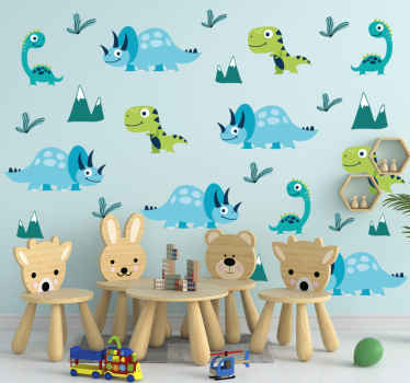 Nordic dinosaurs mountain set dinozaver sticker - TenStickers