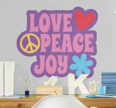 70's Love peace joy wall stickers quote - TenStickers