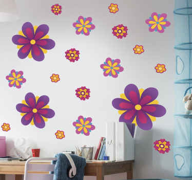 70's flowers flower wall sticker - TenStickers