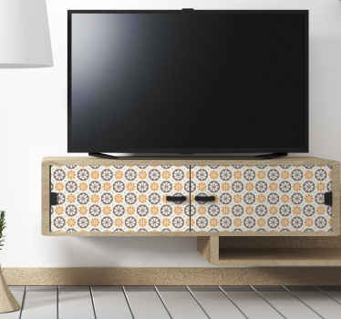 Vinilo para mueble Patrón de flores de los 70 - TenVinilo